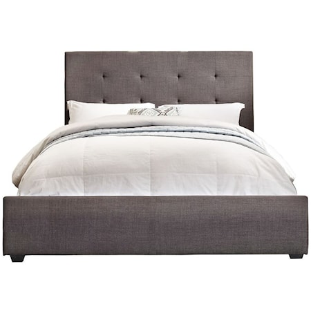 Contemporary King Upholstered Bed with Tufted Headboard