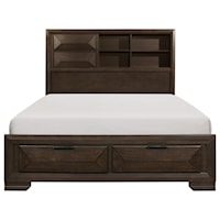Contemporary California King Bookcase Bed with Footboard Storage