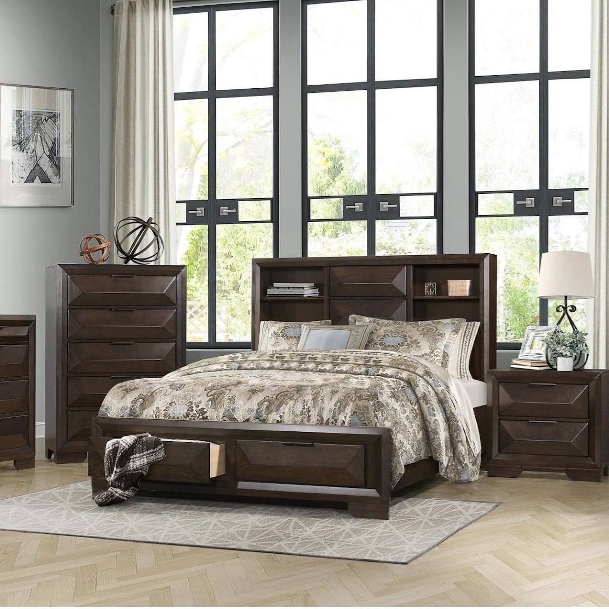 Homelegance Chesky King Bookcase Bed