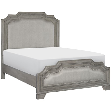 Transitional California King Upholstered Bed