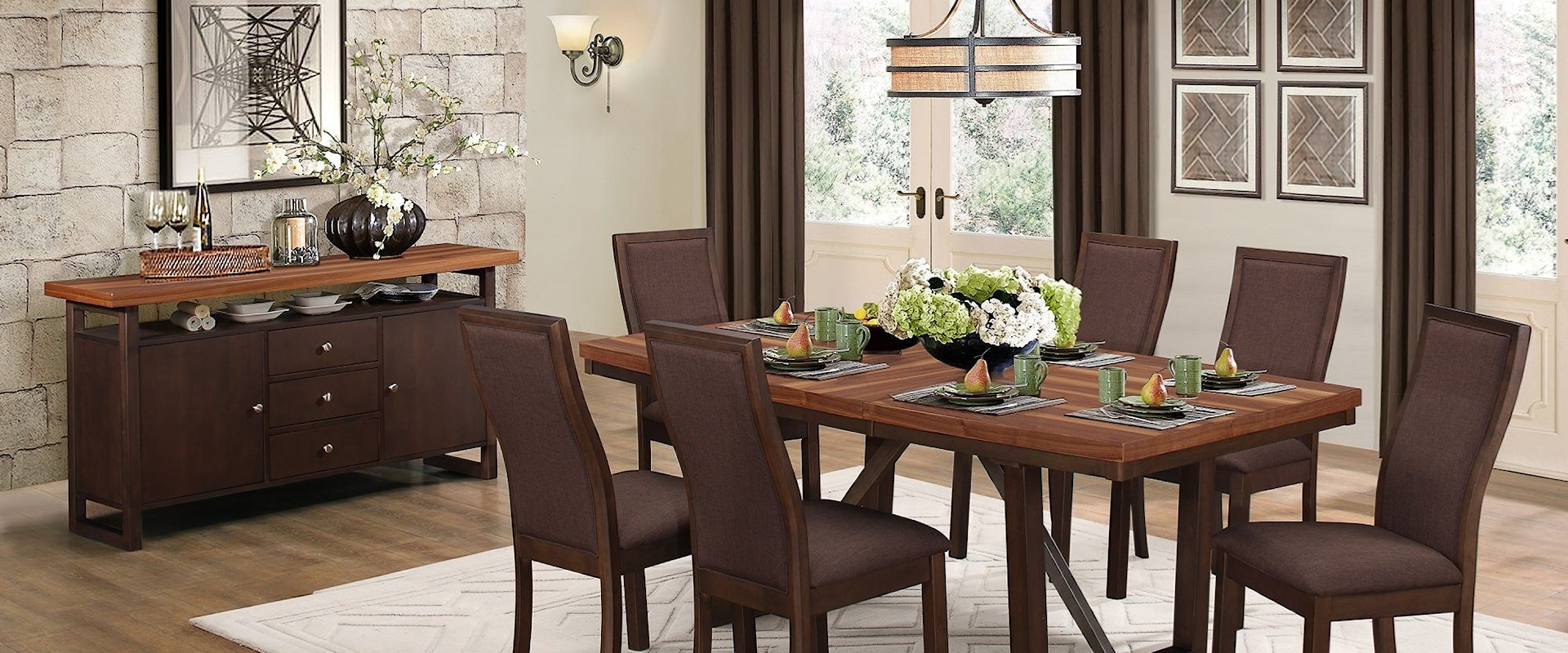 Contemporary Dining Room Group with Self-Storing Table Leaf