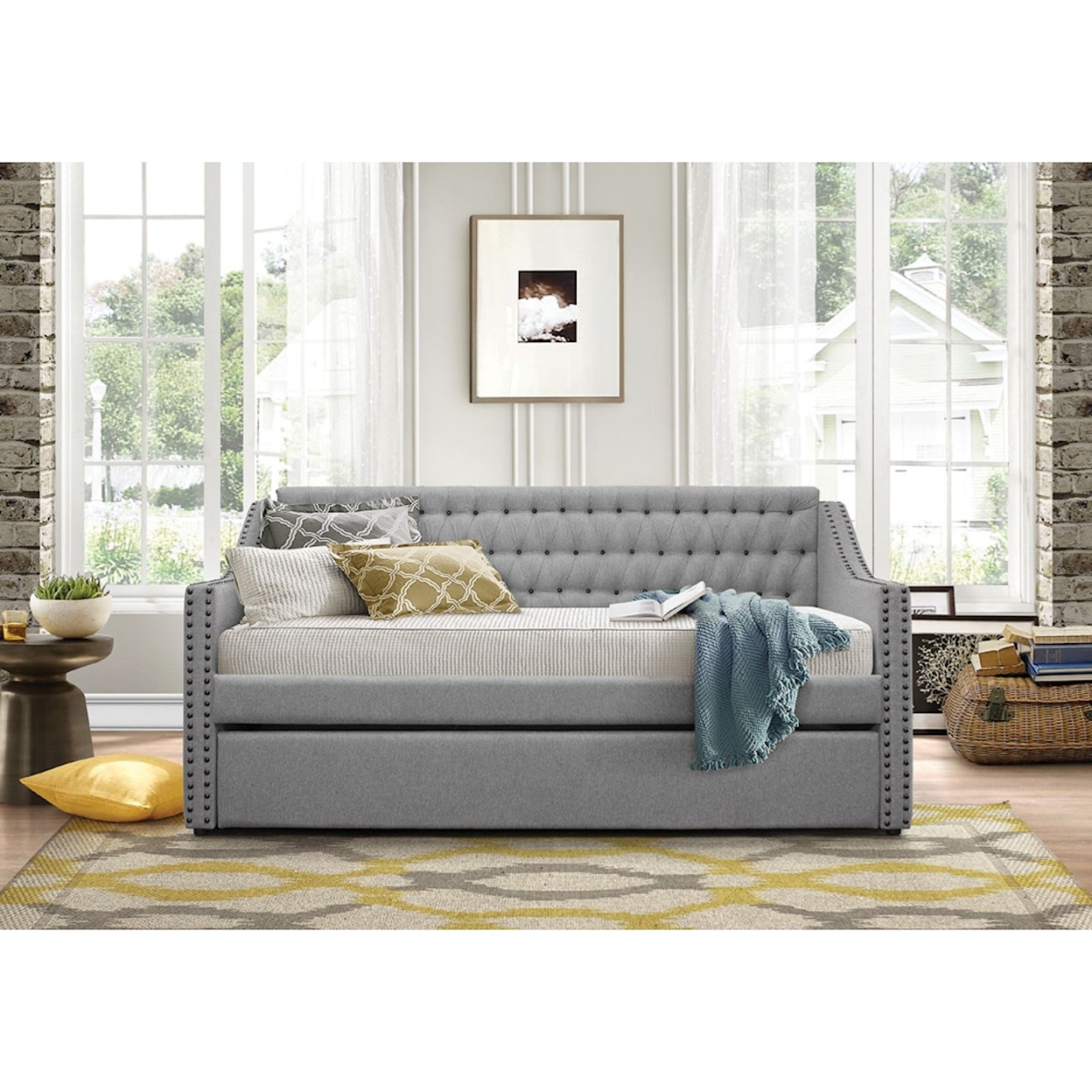 Homelegance Furniture Daybeds Tulney Upholstered Daybed w/ Trundle