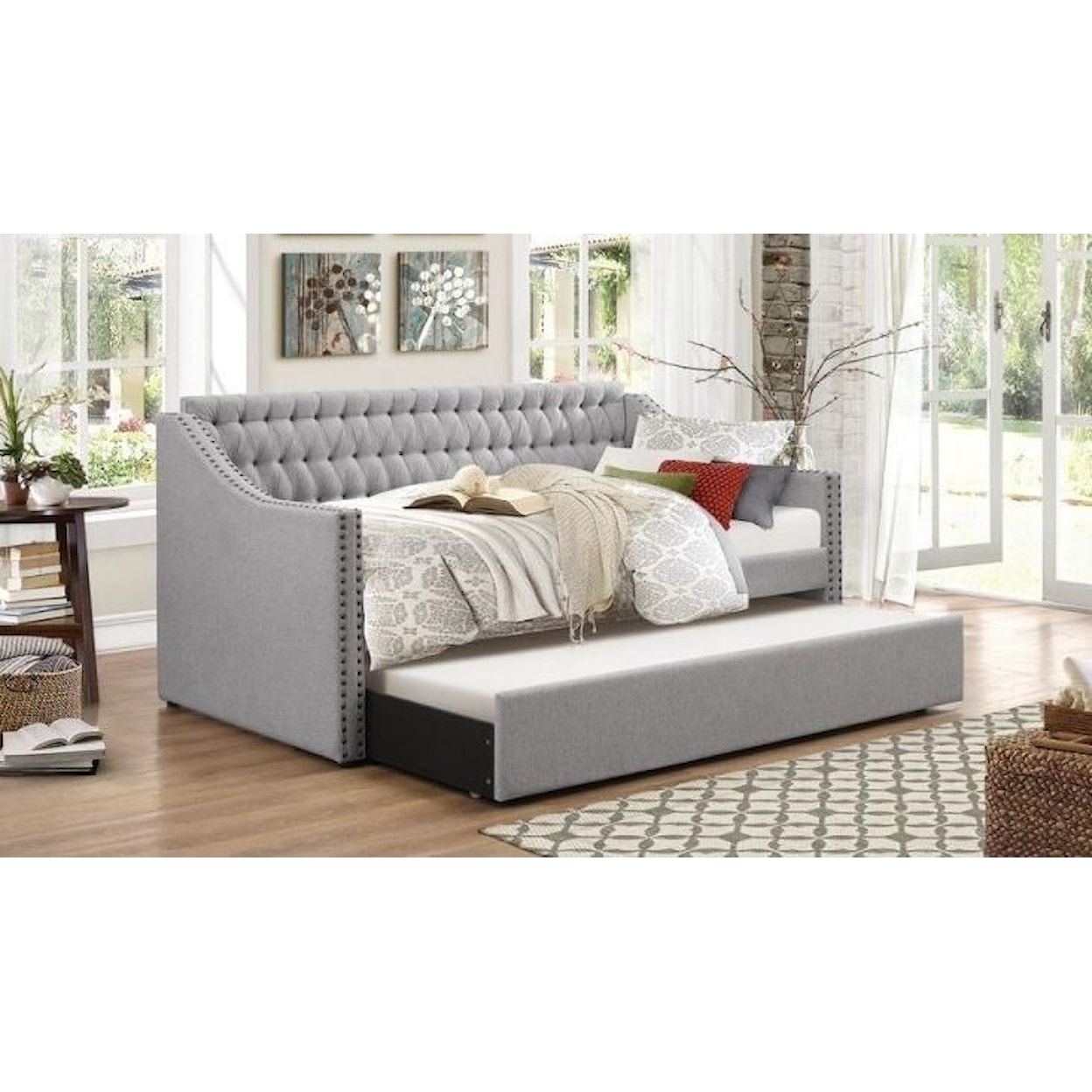 Homelegance Daybeds Tulney Upholstered Daybed w/ Trundle