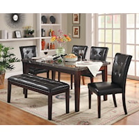 6 Piece Dining Set with Marble Tabletop and Upholstered Dining Bench