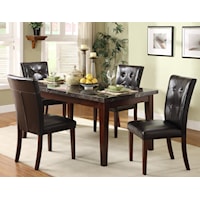 5 Piece Dining Set with Marble Tabletop and Upholstered Side Chairs