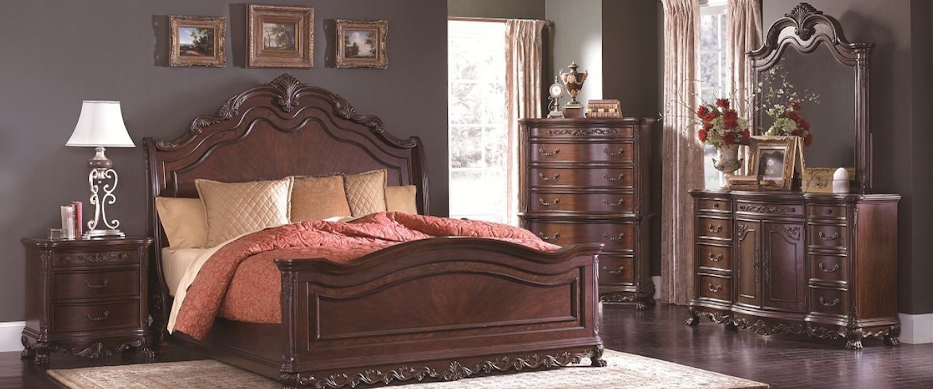 Traditional Queen Bedroom Group with Sleigh Bed