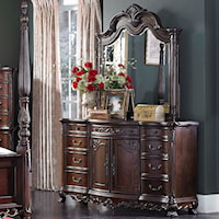 Traditional Dresser and Mirror with Elegant Details