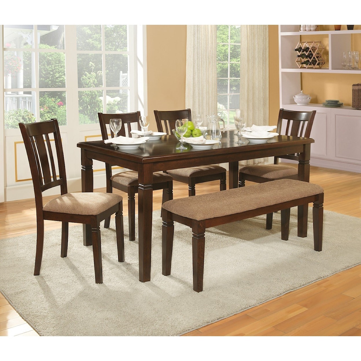 Homelegance Devlin Table and Chair Set with Bench