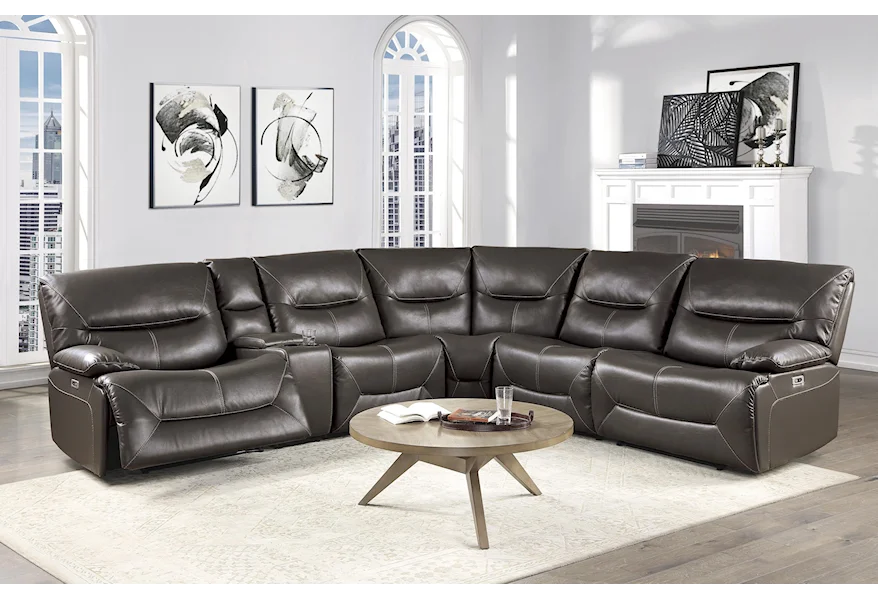 Dyersburg 6 Piece Brown Power Sectional by Homelegance at Darvin Furniture