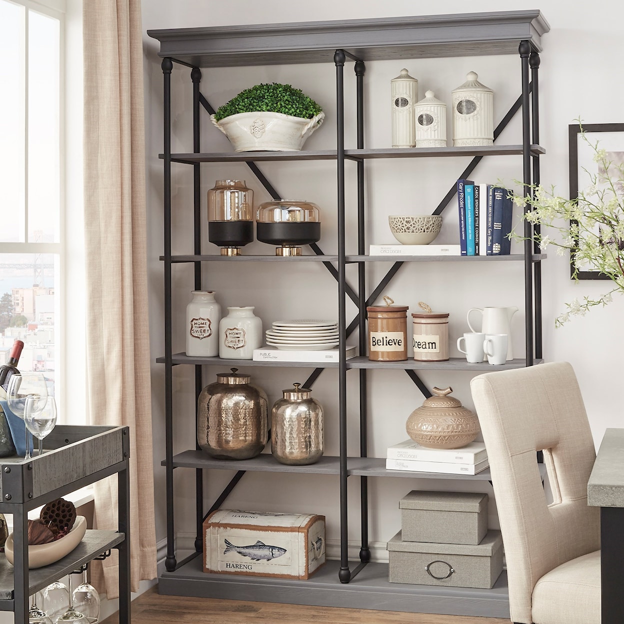 Homelegance  X-Back Open Bookcase with Metal Frame