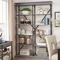 Industrial X-Back Open Bookcase with Metal Frame