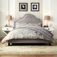 Transitional King Upholstered Bed with Nailhead Trim