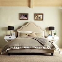 Transitional Full Upholstered Bed with Nailhead Trim