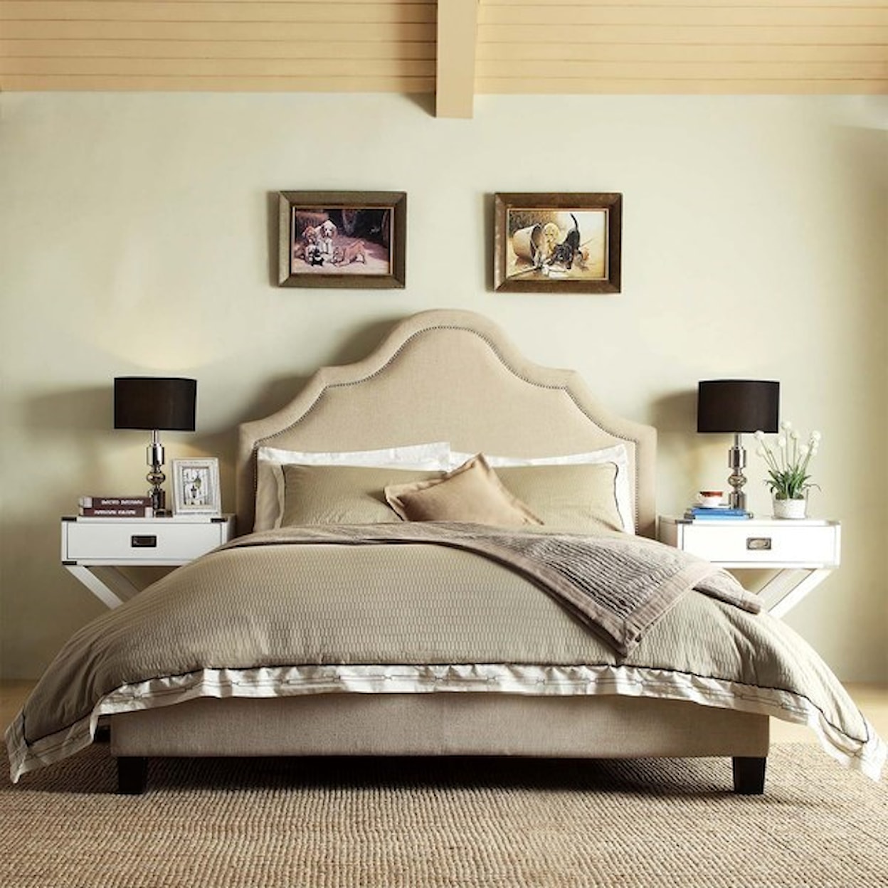 Homelegance E377 Beige King Upholstered Bed