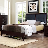 Contemporary Queen Panel Bed  with Button-Tufted Headboard Panels