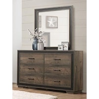 Contemporary 6-Drawer Dresser and Mirror Set