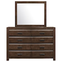 Eight Drawer Dresser and Mirror Set