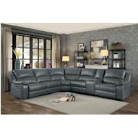 Casual 6 Piece Sectional with Power Reclining and USB Ports