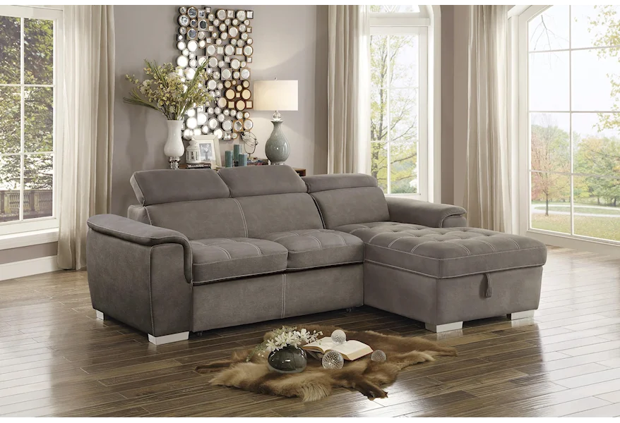 Ferriday 2 Piece Sofa Bed SectionalW/Storage by Homelegance at Darvin Furniture