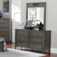 Transitional Dresser and Mirror Combo with Dovetail Joinery
