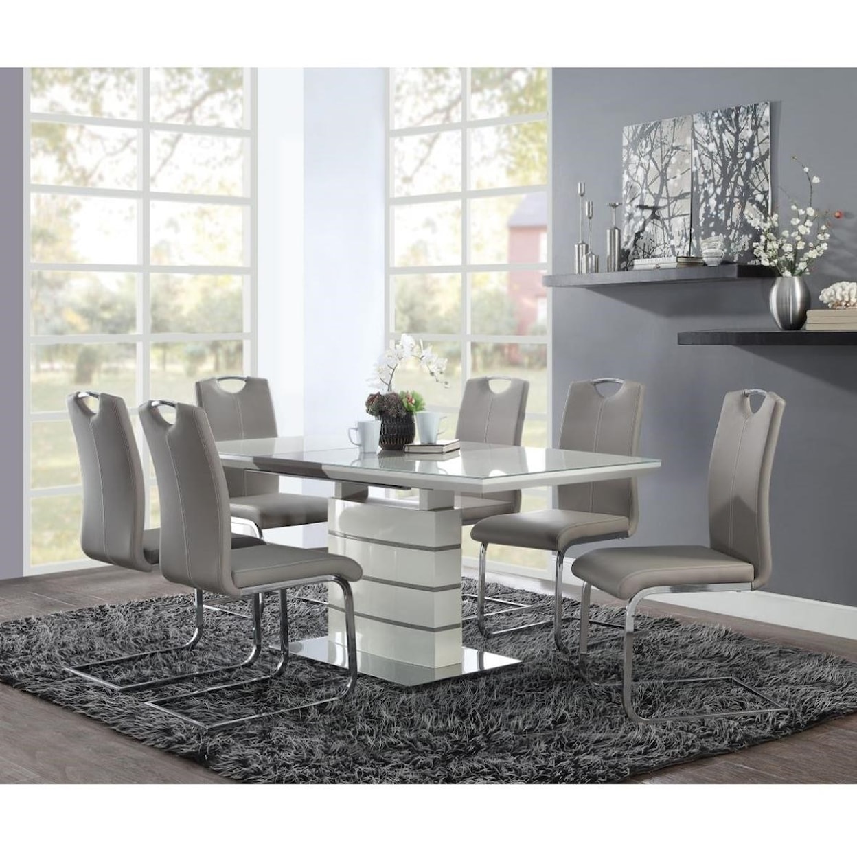 Homelegance Furniture Glissand 7-Piece Table and Chair Set
