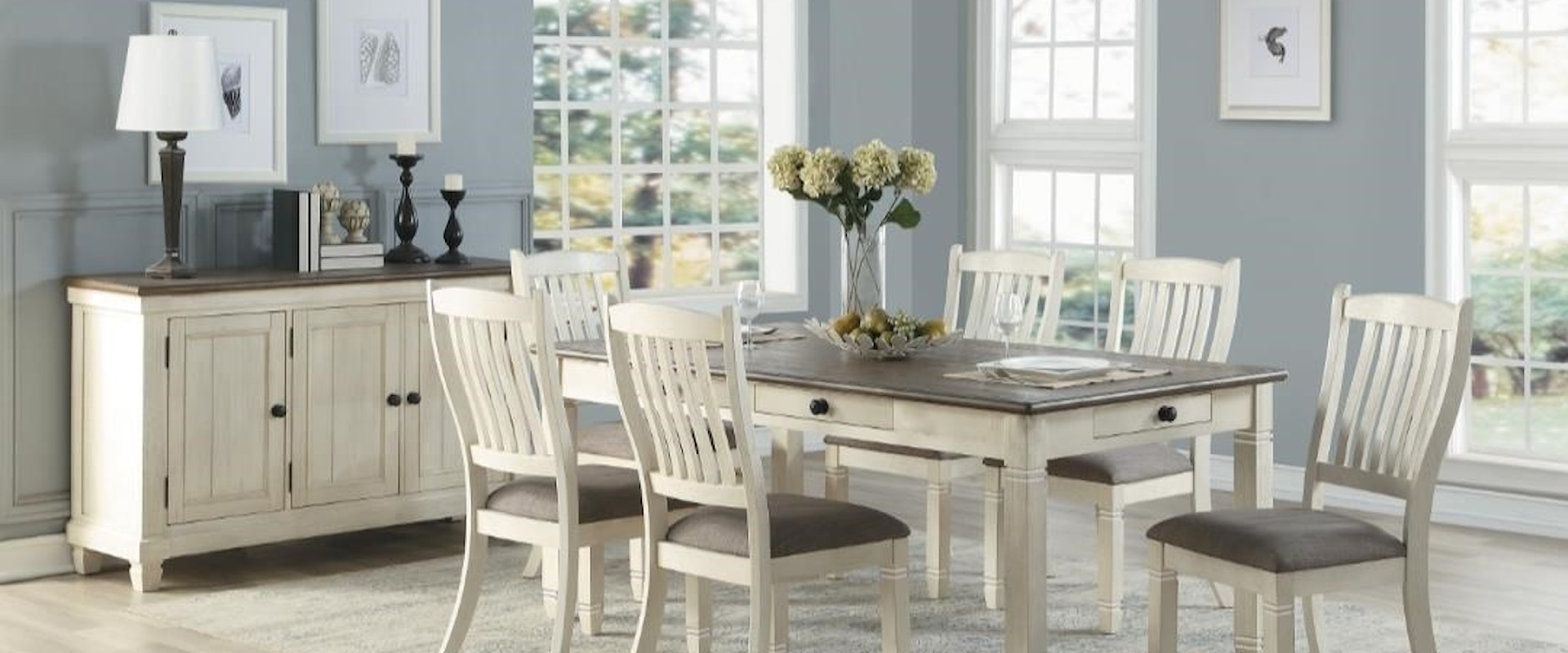 8-Piece Antique White Dining Group 4