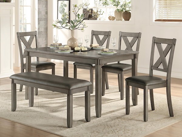 6-PIECE DINING AND CHAIR SET W/ BENCH