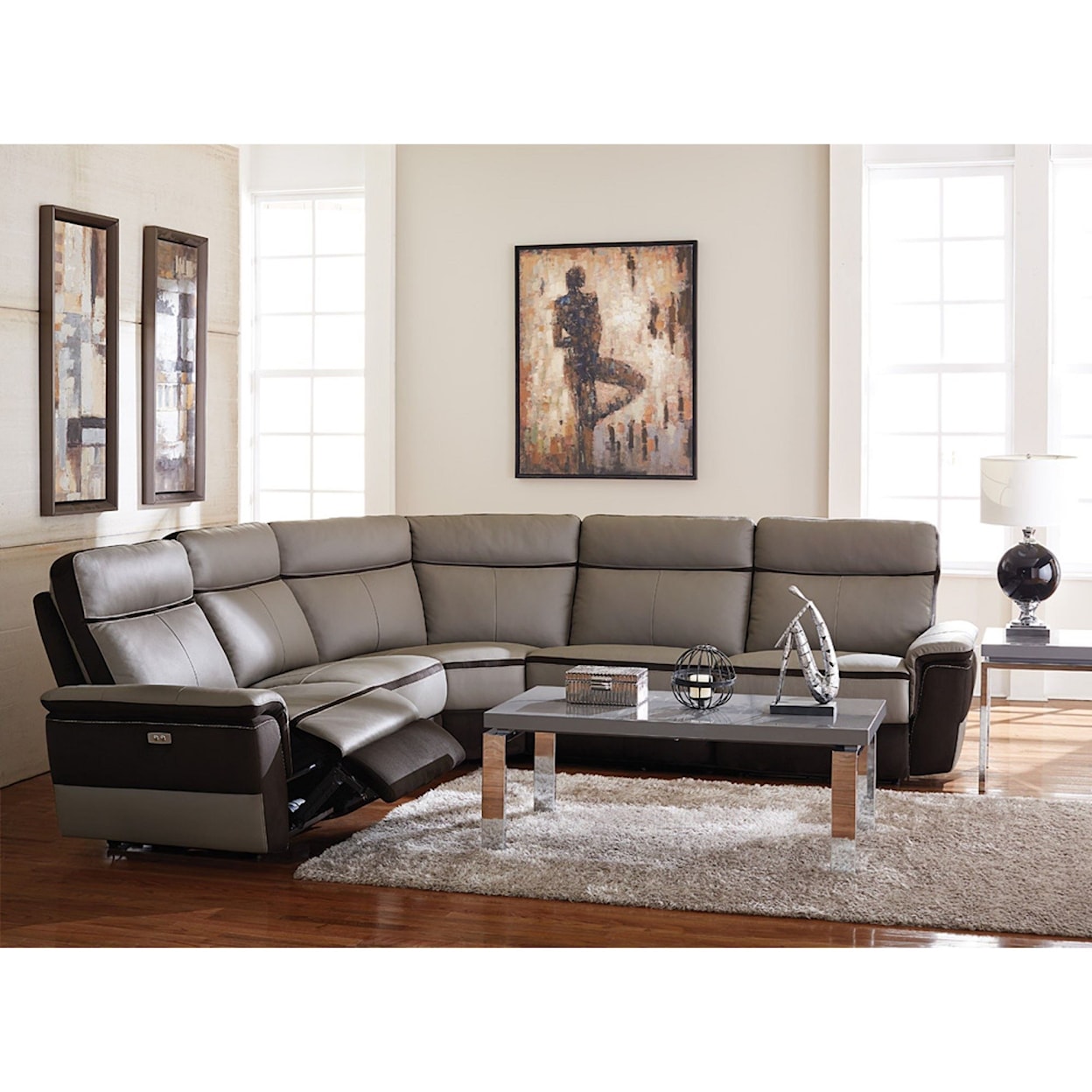 Homelegance Laertes Contemporary Power Reclining Sectional