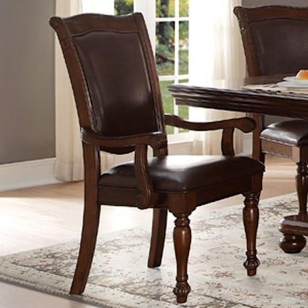 Traditional Dining Arm Chair with Upholstered Seat