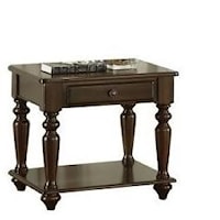 Traditional End Table with Storage Drawer