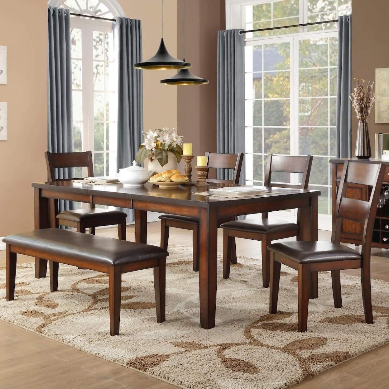 Homelegance Mantello Table & Chair Set with Bench
