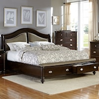 Traditional King Storage Bed with Footboard Storage