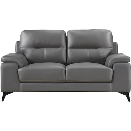 Contemporary Leather Match Loveseat