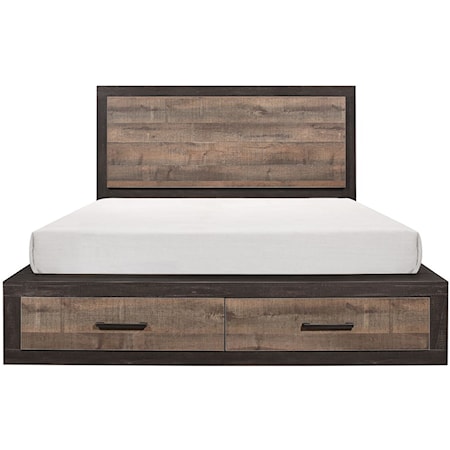 Contemporary California King Platform Bed with Footboard Storage