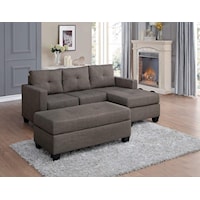 Reversible Sofa Chaise and Ottoman Brown Grey