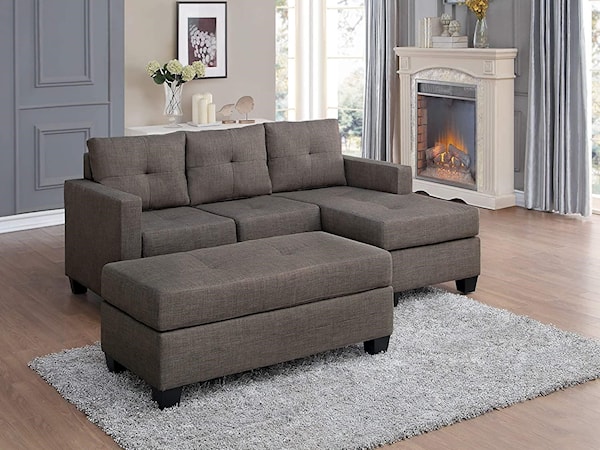 Reversible Sofa Chaise and Ottoman