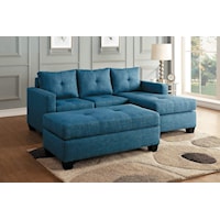Reversible Sofa Chaise and Ottoman Blue