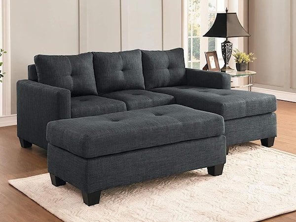 Reversible Sofa Chaise and Ottoman