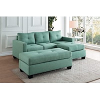 Reversible Sofa Chaise and Ottoman Teal