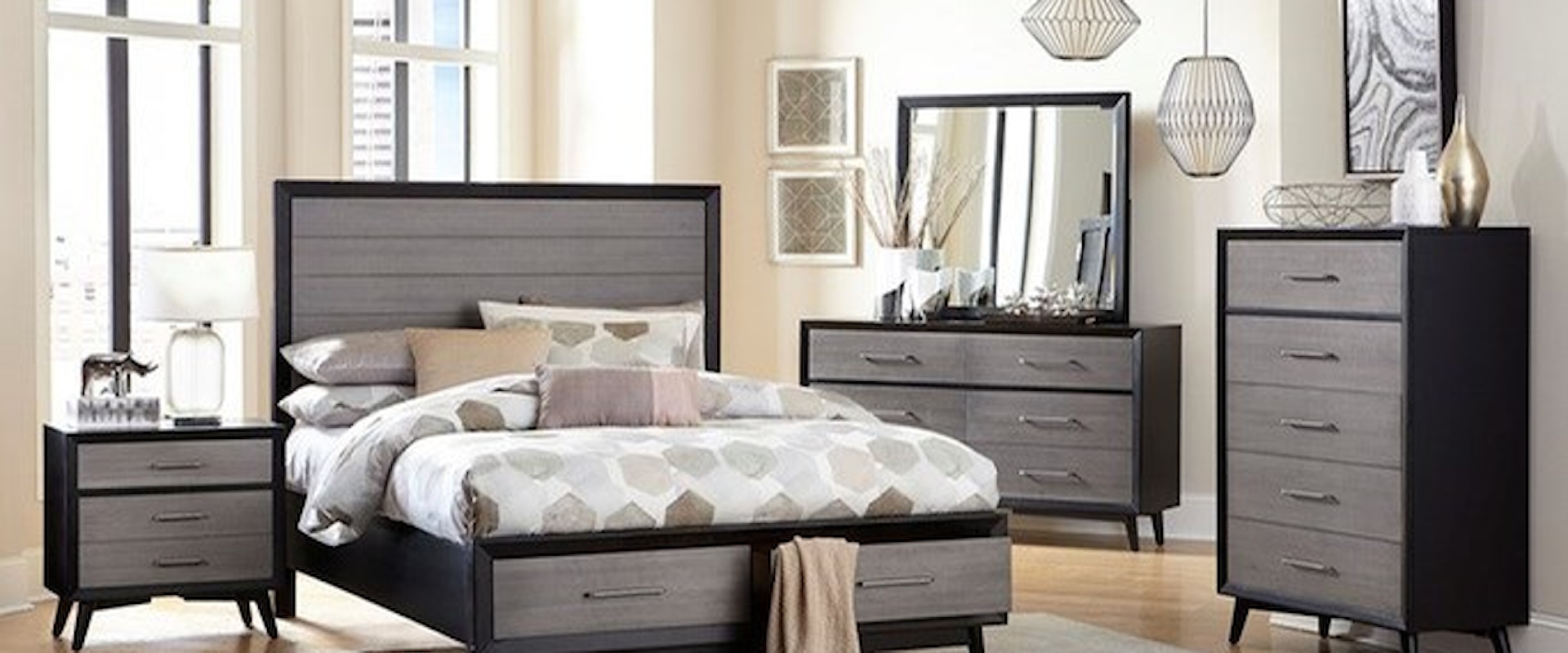 Contemporary Queen Bedroom Group with Storage Bed