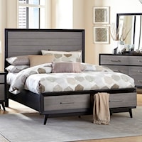Contemporary Queen Storage Bed with 2-Footboard Drawers
