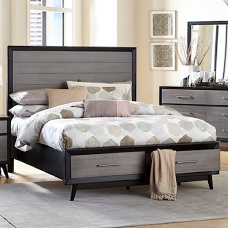 Contemporary Full Storage Bed with 2-Footboard Drawers