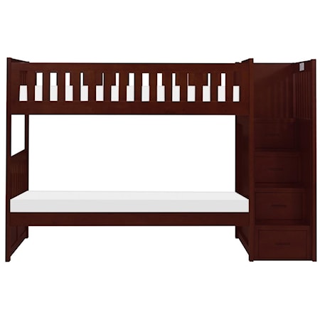 Casual Twin Over Twin Bunk Bed With Reversible Step Storage