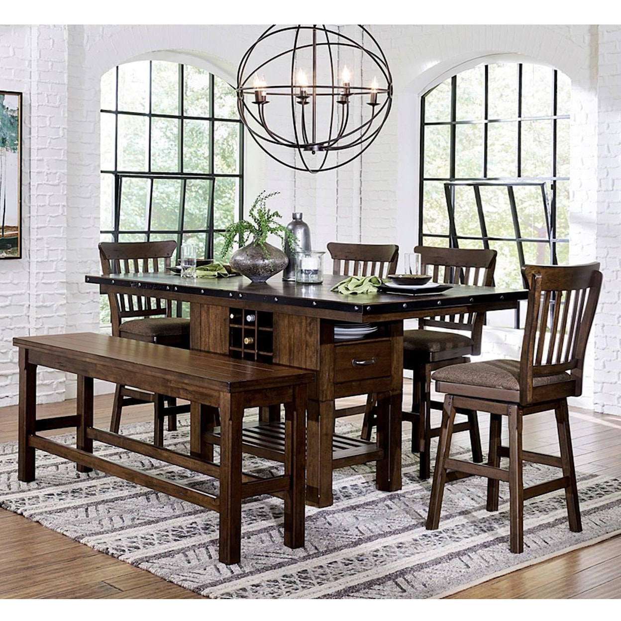 Homelegance Furniture Schleiger Table and Chair Set with Bench