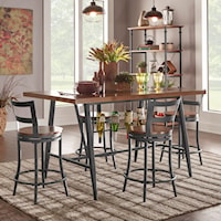 Contemporary Counter Height Table and Chair Set with Built-In Wine Storage and Glass Insert