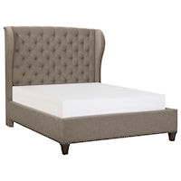 Queen Upholstered Shelter Bed with Button Tufting