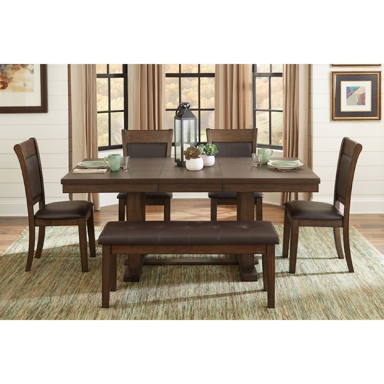 Homelegance Wieland 6-Piece Table and Chair Set with Bench