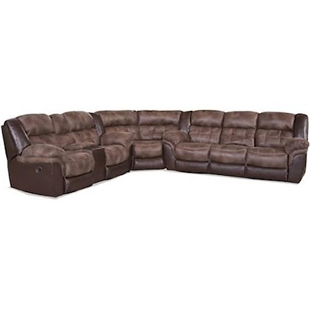 Casual Sectional with Storage Console and Cup Holders