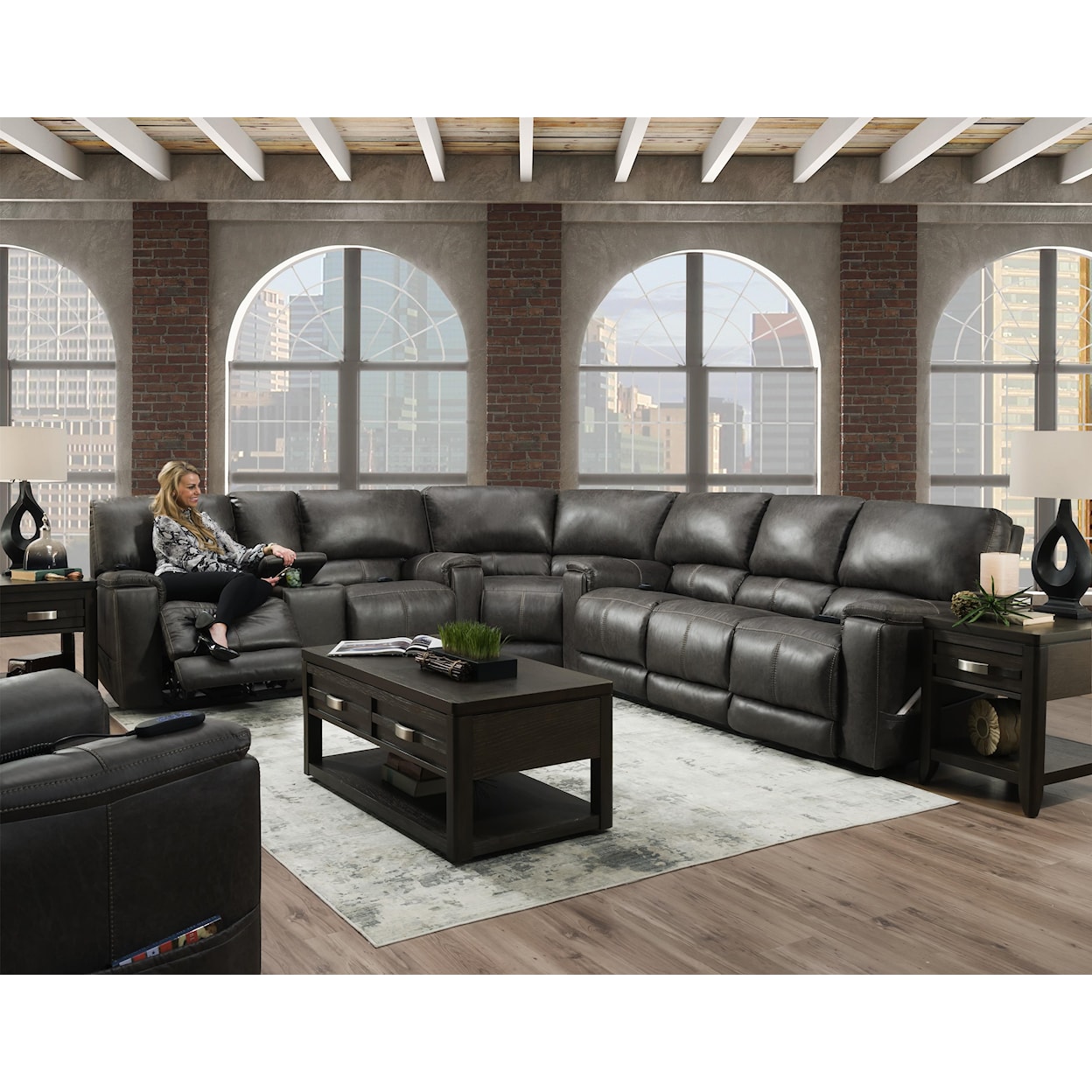 HomeStretch 197 Power Reclining Sectional