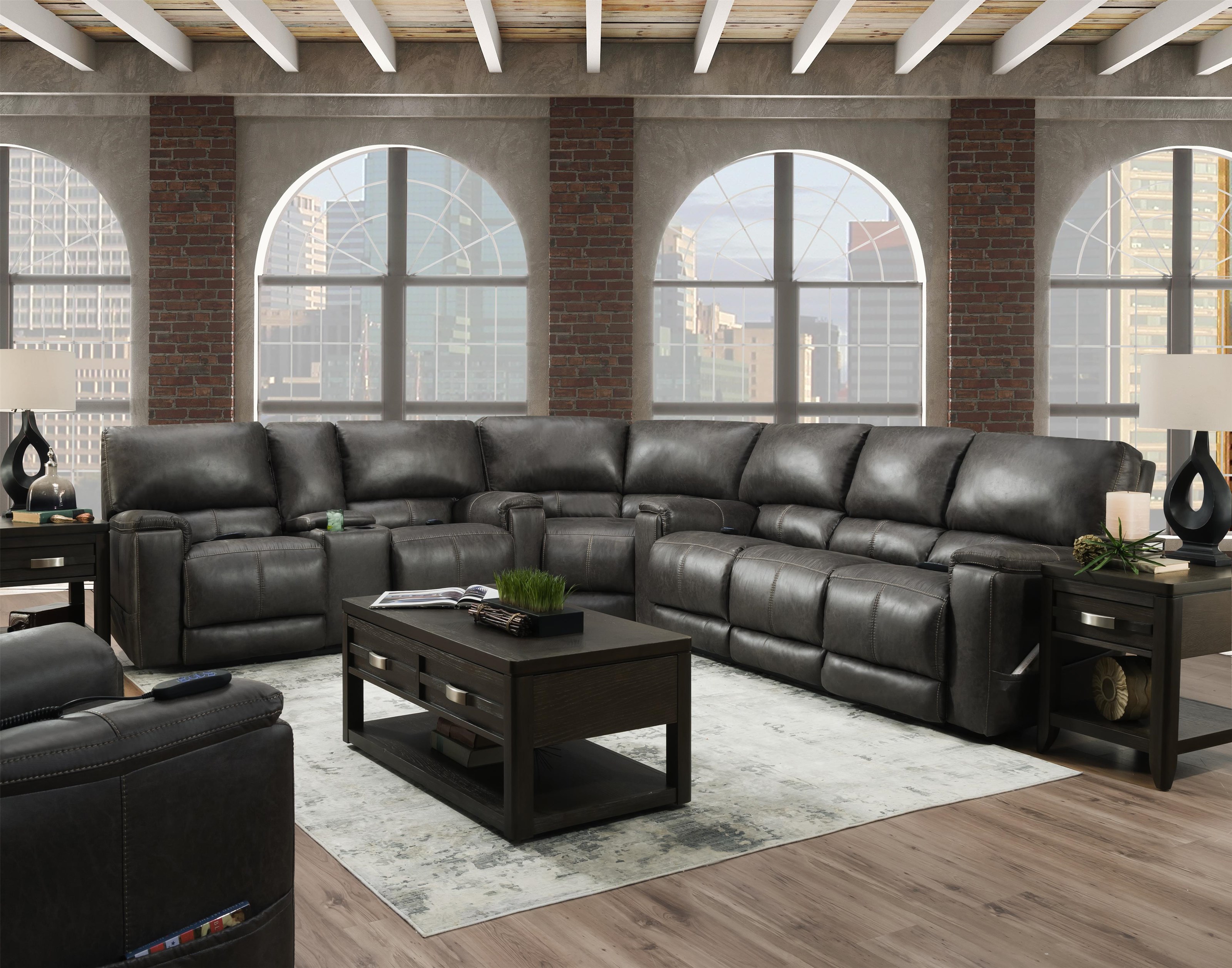 HomeStretch 197 Power Reclining Sectional